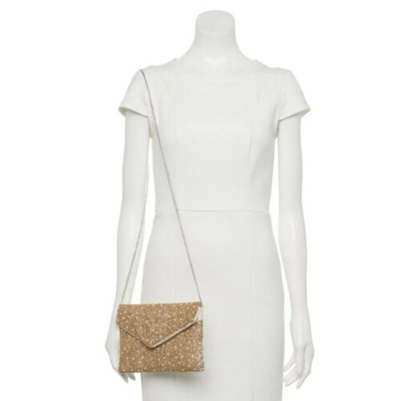 Lenore by La Regale Womens Gold Mix Bead with Pearl Envelope Style Clutch - Gold - Picture 4 of 4